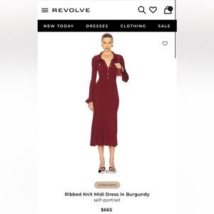 Self-Portrait Burgundy Long Sleeve Dress